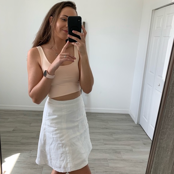 Tan Beige Natural Classy Crop top / Short sleeves tank top - Picture 2 of 6